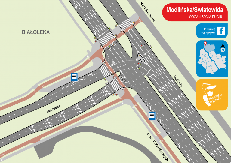 schemat planowanego skrzyżowania ulicy Światowida z Modlińską