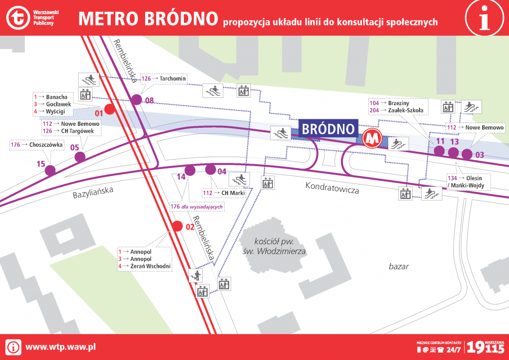 Propozycja dojazdu do stacji metra Bródno