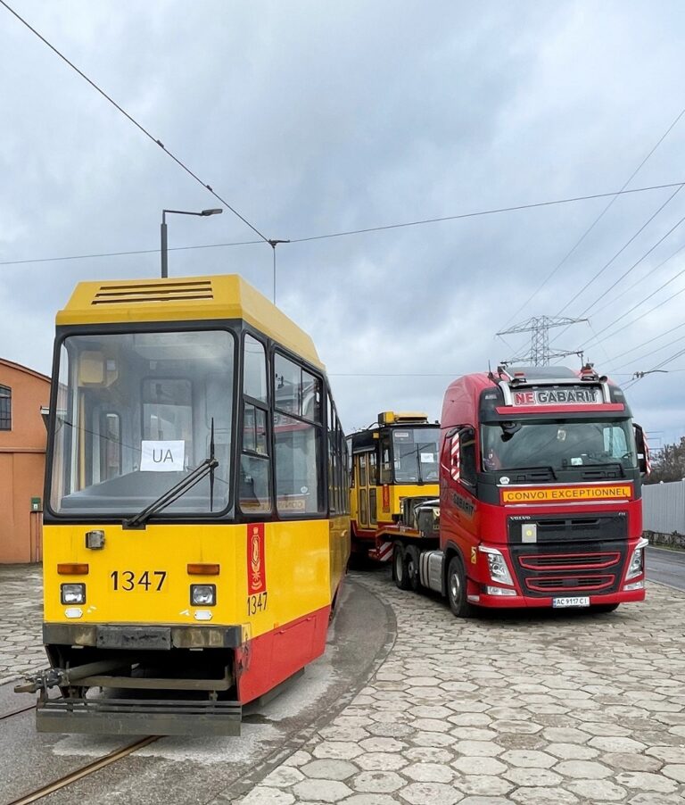 zdjęcie tramwajów przekazywanych do Ukrainy