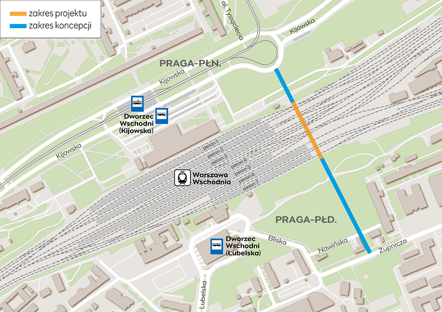 Projekt tunelu przy dworcu Warszawa Wschodnia