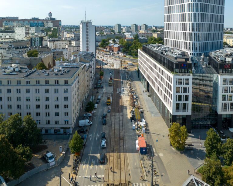 Ulica Puławska tory tramwajowe po przebudowie