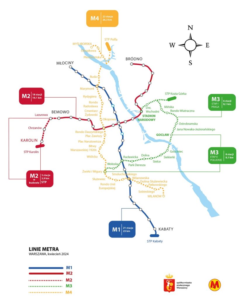 Projektowane linie metra - schemat
